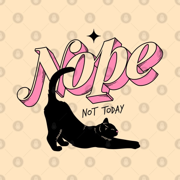 Monday Nope Black Cat in beige by The Charcoal Cat Co.