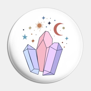 Pastel Crystal Quartzs with moon and stars Pin