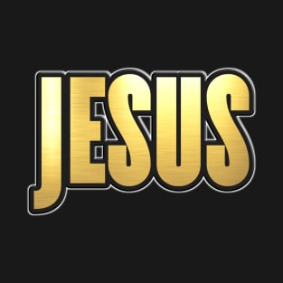 Shiny black and Gold JESUS word ver5 T-Shirt