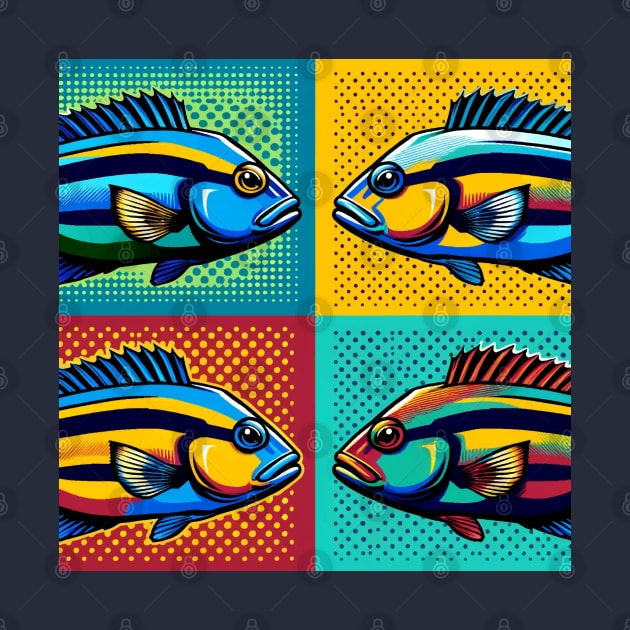 Pop Bluestreak Cleaner Wrasse Art - Trendy Marine Life by PawPopArt