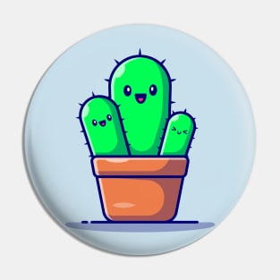 Happy Cactus Plant Cartoon Pin