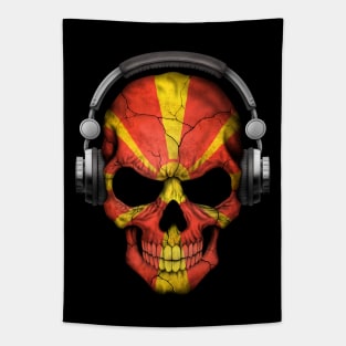 Dark Skull Deejay with Macedonian Flag Tapestry