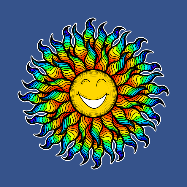 SUPER HAPPY SUN RAINBOW SUNSHINE Psychedelic Sunshine by ptelling