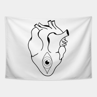 All Seeing Heart (Black) Tapestry