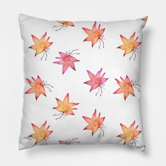 Autumn Maple Leaves Pillow by Farissa