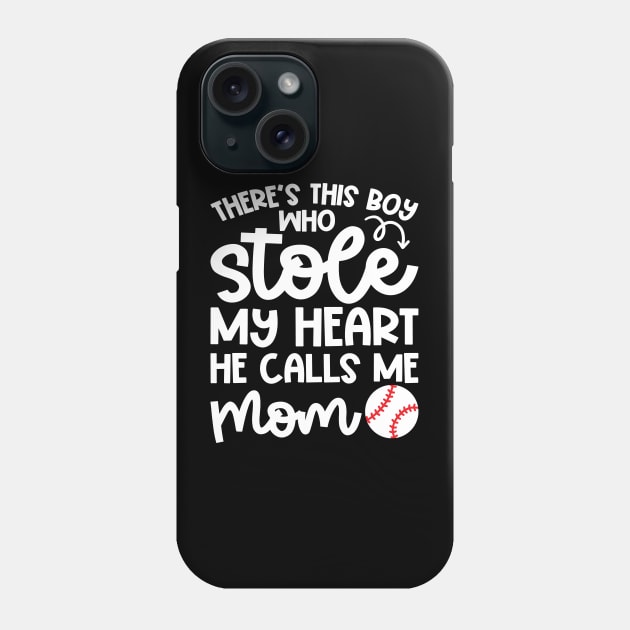 There's This Boy Who Stole My Heart Baseball Mom Dad Cute Funny Phone Case by GlimmerDesigns