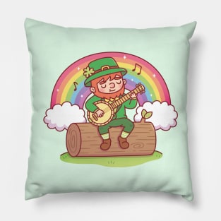 Cute Leprechaun Playing The Banjo Pillow