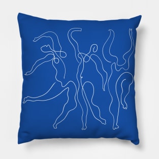 Picasso Line Art - Dancers Blue Background Pillow