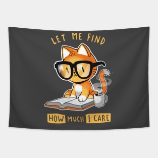 How much I care - Booked sassy cat - Sarcastic kitty with coffee Tapestry