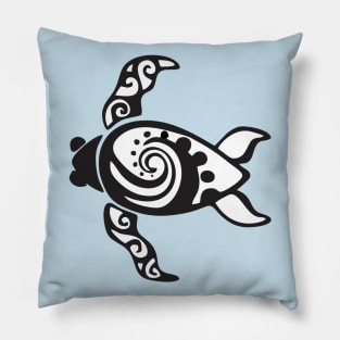 black white turtle art Pillow