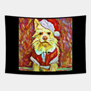 Santa Dog Van Gogh Style Tapestry