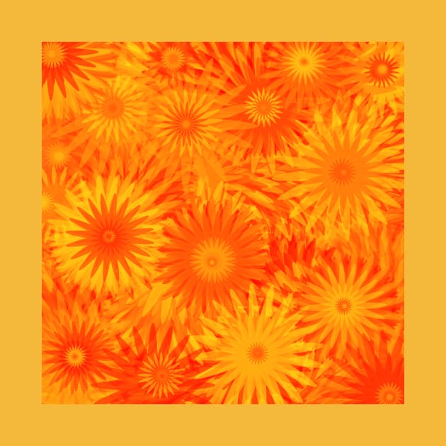 Dandelion Yellow Orange Flower Pattern by Art by Deborah Camp