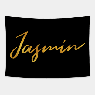 Jasmin Name Hand Lettering in Faux Gold Letters Tapestry