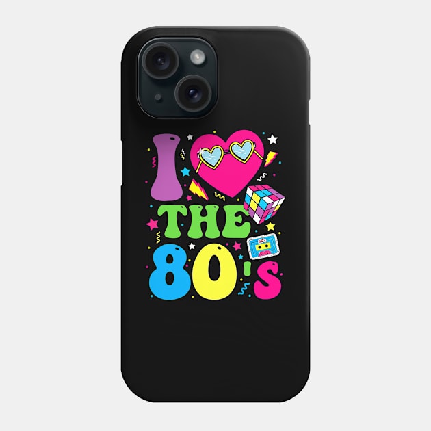 I Love The 80's Party 1980s Themed Costume 80s Theme Outfit Phone Case by artbyGreen