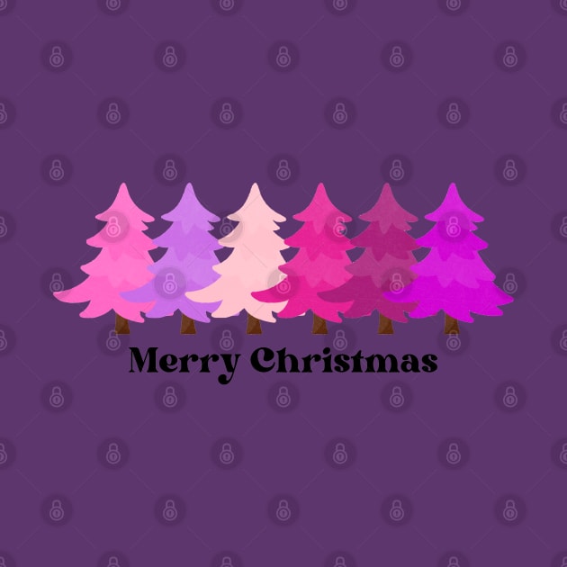 Merry Christmas pink trees by Pearlie Jane Creations