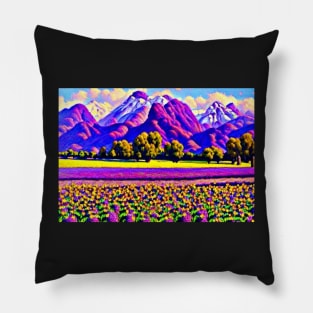 Purple Mountains Majesty - Purple Aesthetic Landscape Painting Pillow
