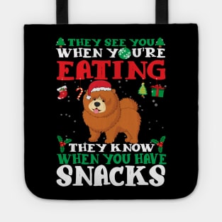 Christmas Dog Eating Snacks Tote