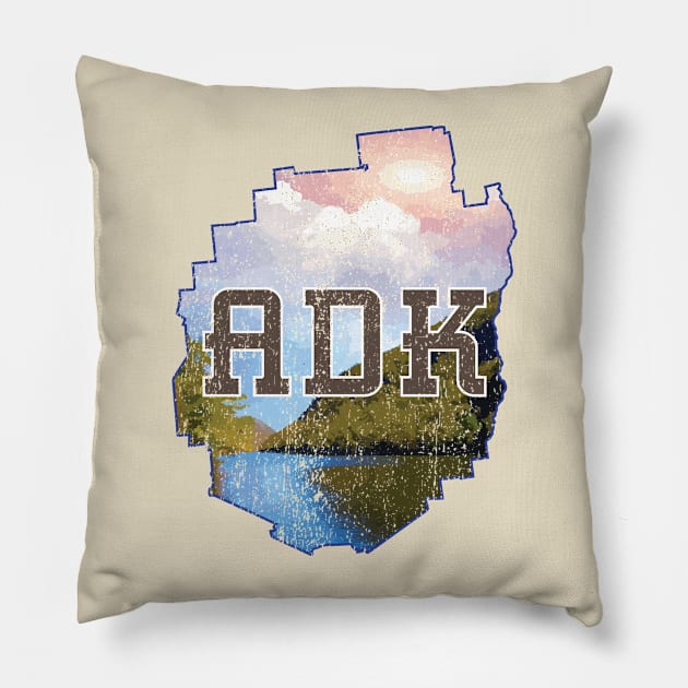 Distressed Adirondack River Scene Pillow by Designs by Dro