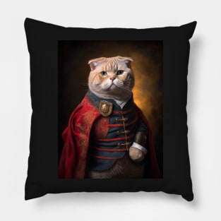 Royal Portrait of a Scottish Fold Cat Pillow