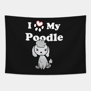 I Love My Poodle cute drawing Tapestry