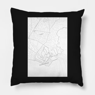 Saint-Malo, France Map Illustration Pillow