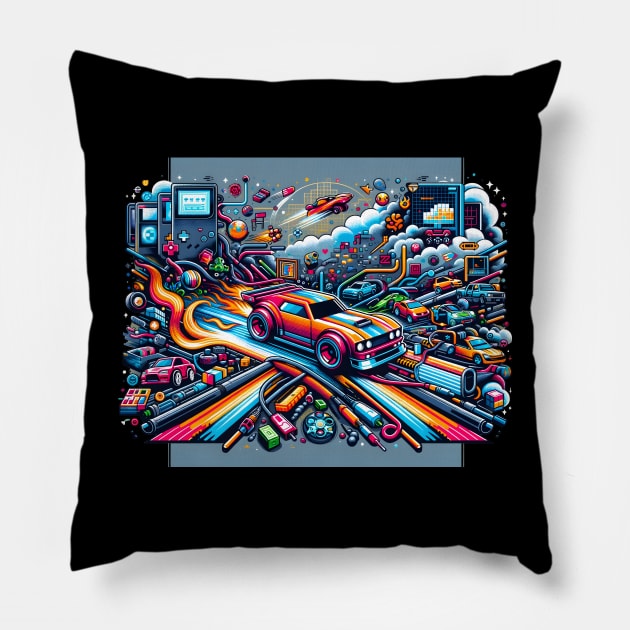 Gaming Themed Hot Wheels Pillow by HorseDriftKNS