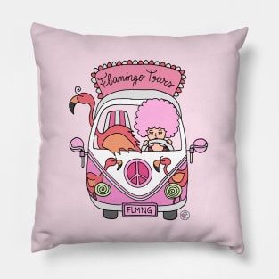 Flamingo Van! Pillow