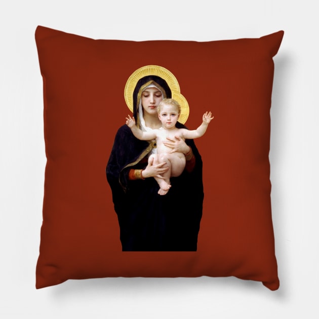 Madonna of the Lillies (Bouguereau) Transparent Background Design Pillow by Brasilia Catholic