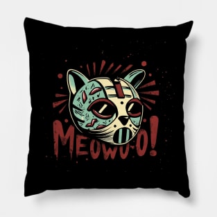Cat Wearing Jason Facemask In 13th Friday Vintage Style Pillow
