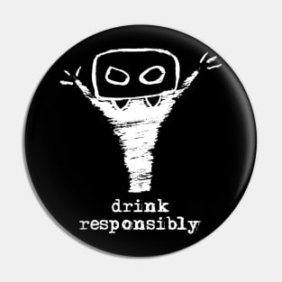 Bloody Mario - the Italian vampire – Drink responsibly (white on black) Pin