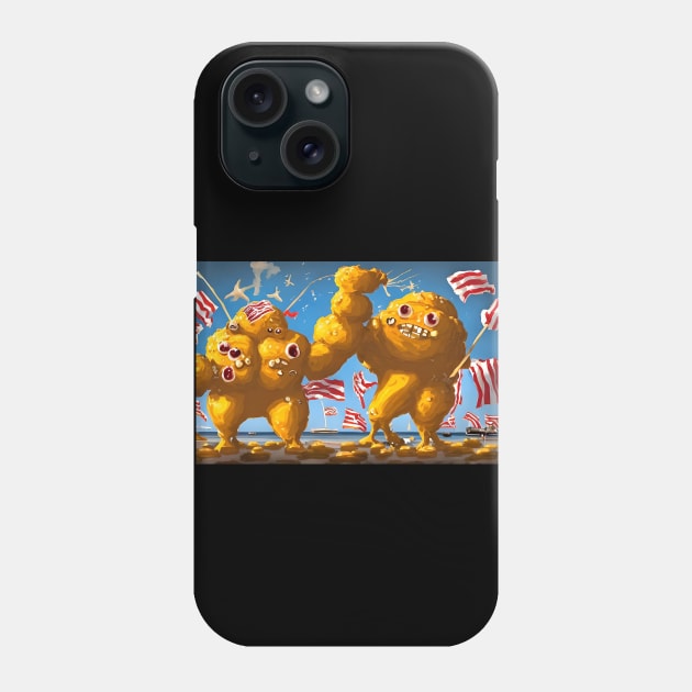 American Cheesy Meatball Monsters Storming the Beaches of Normandy Phone Case by Bee's Pickled Art