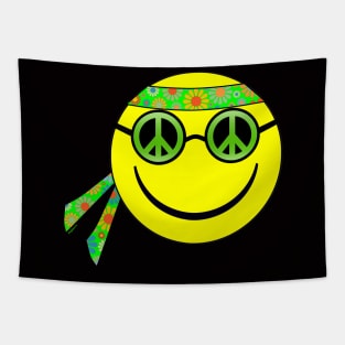 Smiley - Hippie - Peace Sign Sunglasses/Flower Headband Tapestry