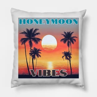 Honeymoon Vibes Palm Vintage Sunset Pillow