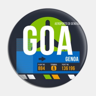 Genoa (GOA) Airport // Retro Sunset Baggage Tag Pin