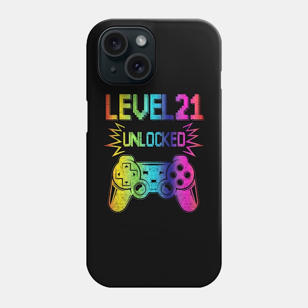 Vintage Video Gamer 21st Birthday Level 21 Unlocked Phone Case by jordanfaulkner02