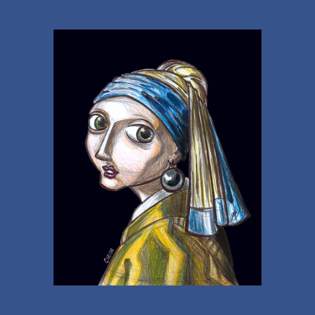 Caricature Girl with a Pearl Earring by CIZDIBUJOS