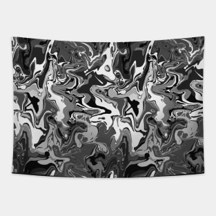 Monochrome Marble - Digital Paint Spill Tapestry