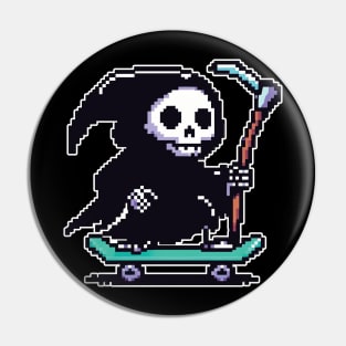 Pixelated Grim Reaper Skater Pin