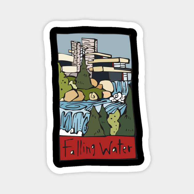 Falling Water building Magnet by TheHappyLot