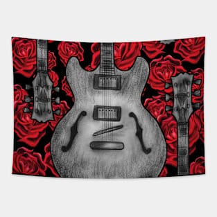 Guitar and roses Tapestry