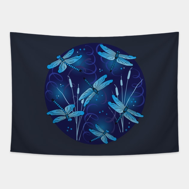 Blue Dragonflies Nature Lover Tapestry by HotHibiscus