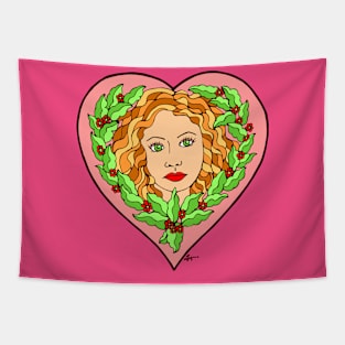 Pretty Pink Valentine Heart Wreath Tapestry