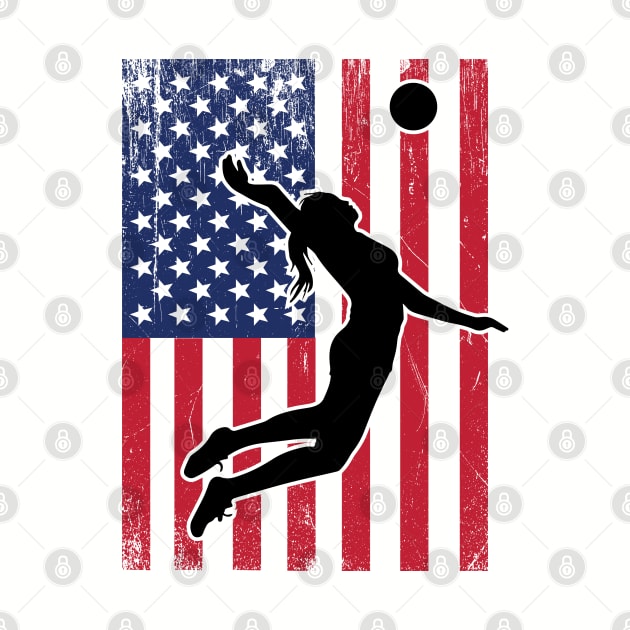 Volleyball - Volleyball USA Flag by Kudostees