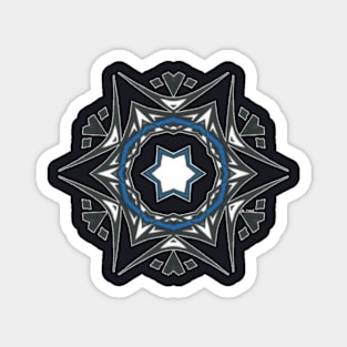 14C Unique Blue Black White Abstract Mandala Magnet