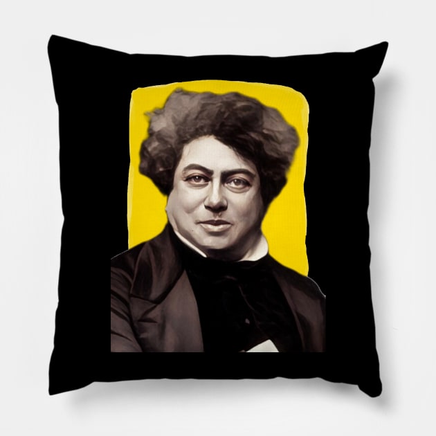 French Writer Alexandre Dumas illustration Pillow by Litstoy 