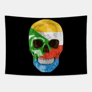 Comoros Flag Skull - Gift for Comoran With Roots From Comoros Tapestry