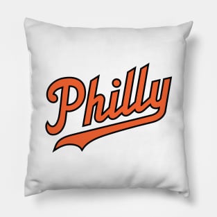 Philly Script - White/Orange Pillow