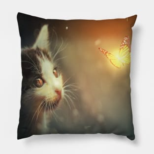 Cat and butterfly Pillow