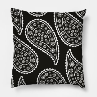 Paisley Neck Gator Paisley Black and White Pillow