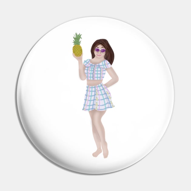 Pinapple Girl Pin by Becky-Marie